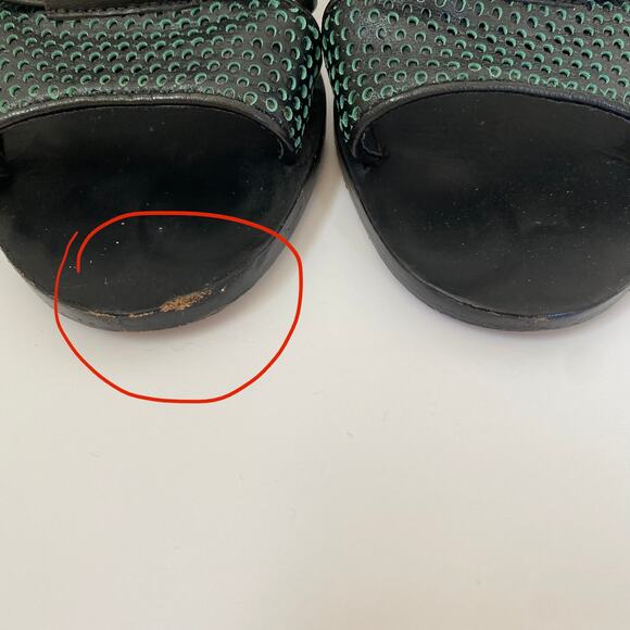 L.A.M.B Bedford Perforated Two-Tone Open Toe Leather Heeled Sandal 7.5 - Picture 9 of 9